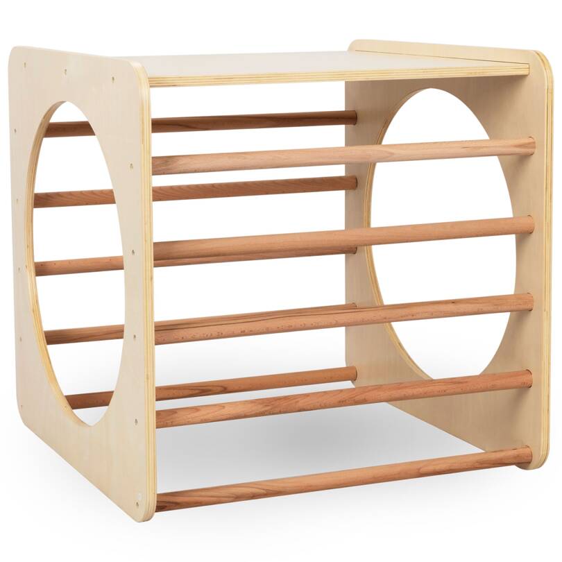 Cube à grimper en bois, tunnel pour enfants, aire de jeux