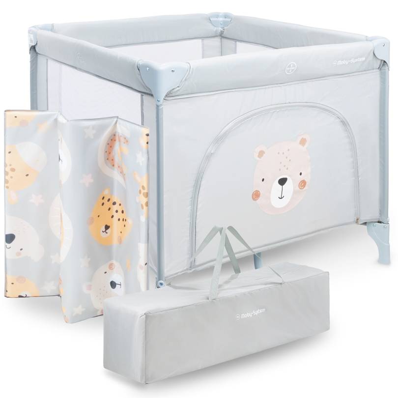 Parc pliant, lit de voyage pour bébé avec matelas et sac de transport - Teddy Bear