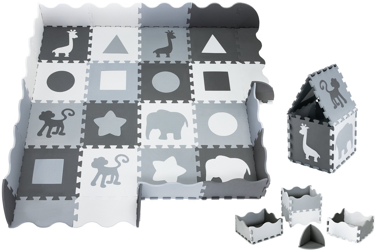 Tapis puzzle éducatif en mousse 90 x 90 x 1cm - mousse EVA - motif : animaux