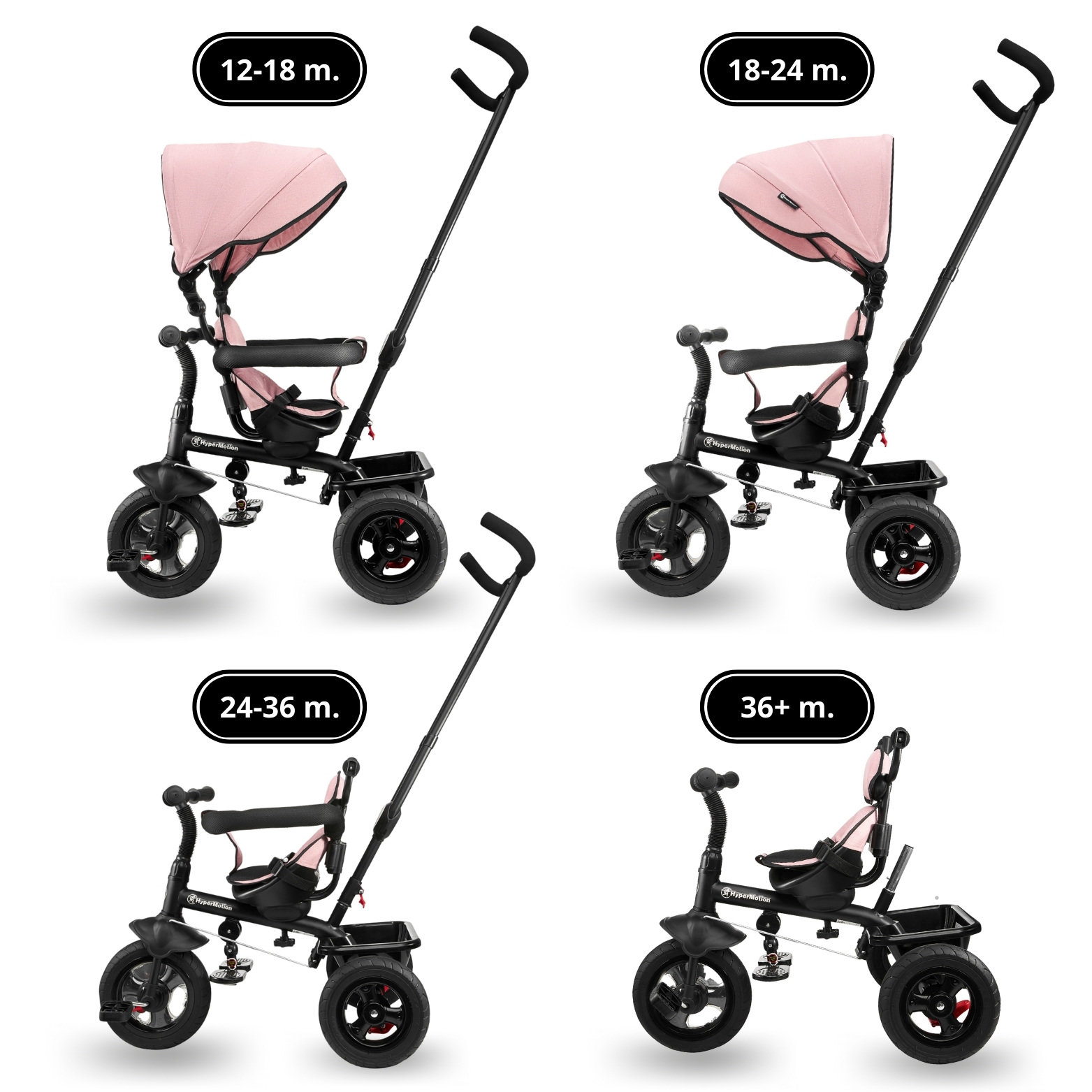 Tricycle pour enfants 1-4 ans - TOBI FREY - couleur rose