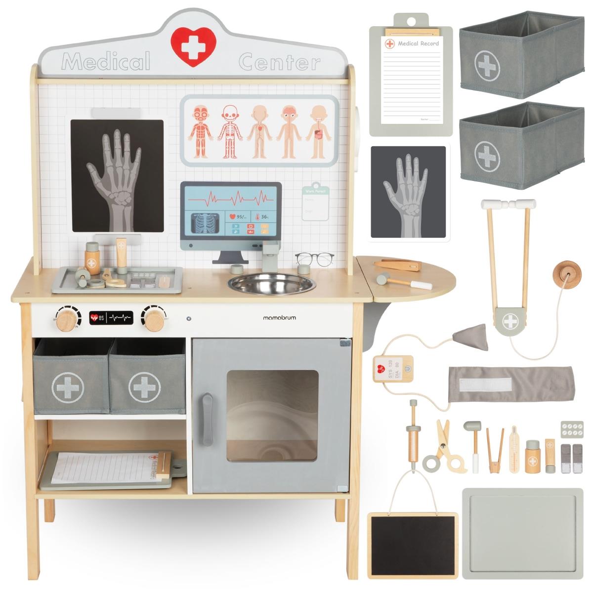 Cabinet médical en bois hôpital XXL - Set de médecin avec accessoires