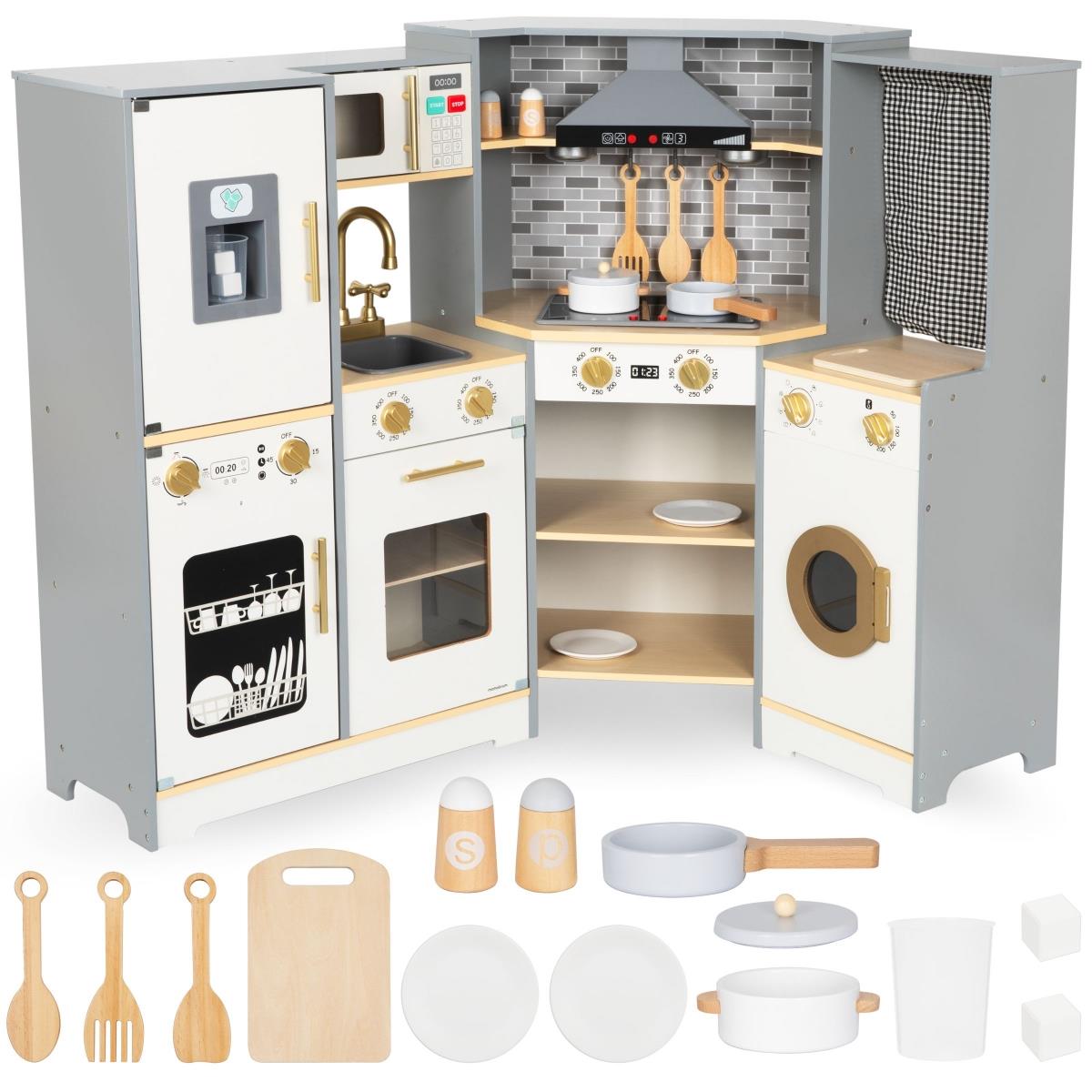 Cuisine interactive XXXL en bois avec éclairage LED, hotte et accessoires