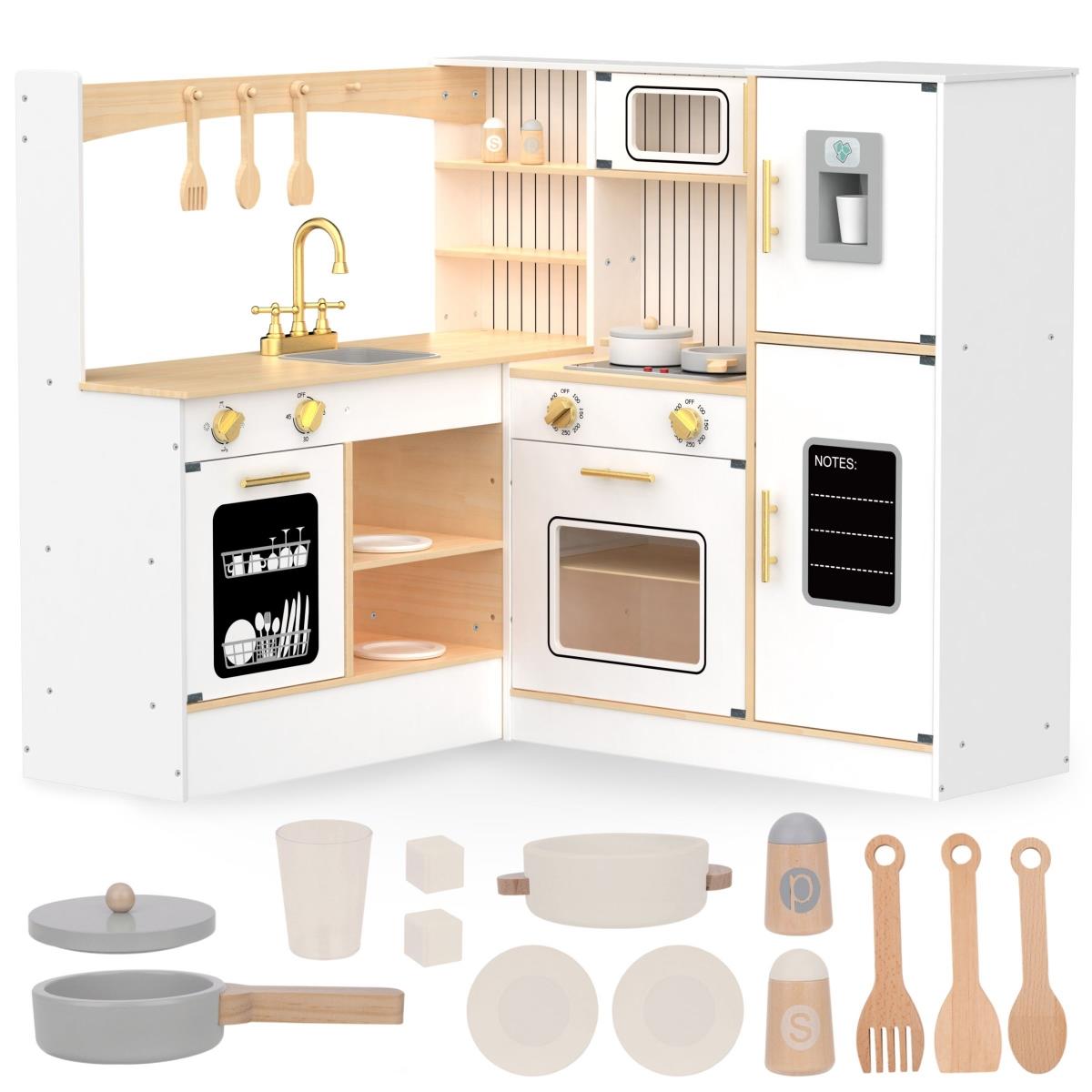 Cuisine interactive XXXL en bois avec réfrigérateur, micro-ondes, four, lave-vaisselle et accessoires - blanc