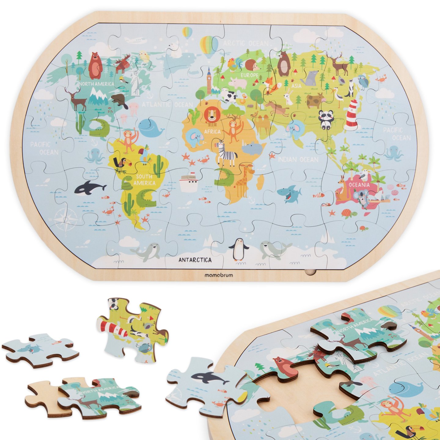 Puzzle en bois - Carte du monde