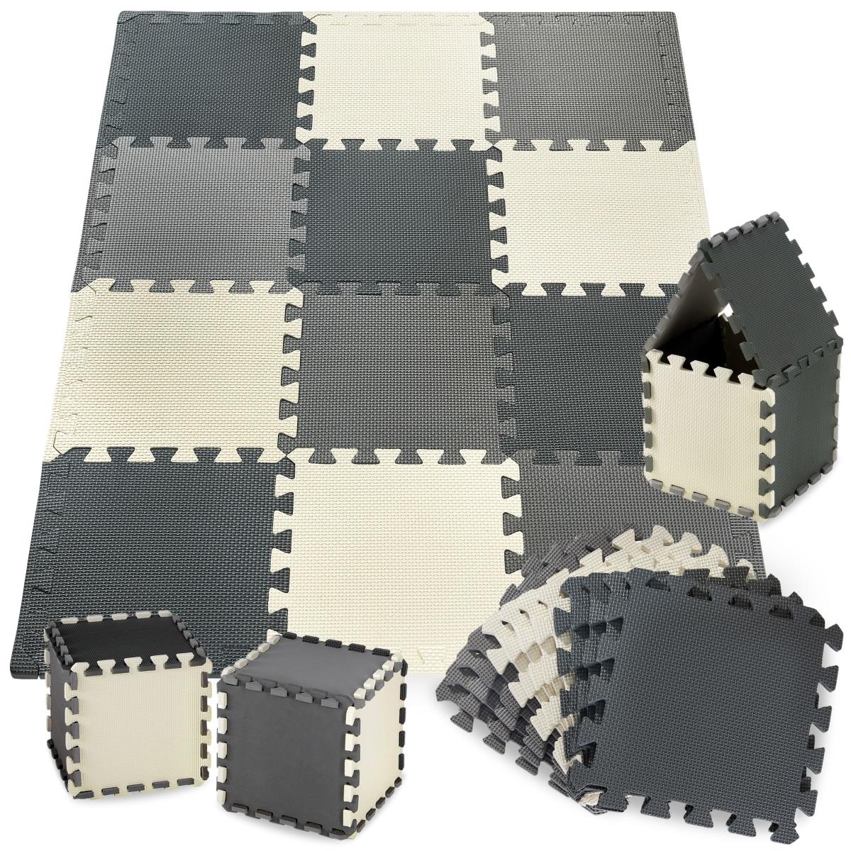 Puzzles en mousse 12pcs. - tapis éducatif en mousse 120 x 90 x 1,2cm avec bordure - gris