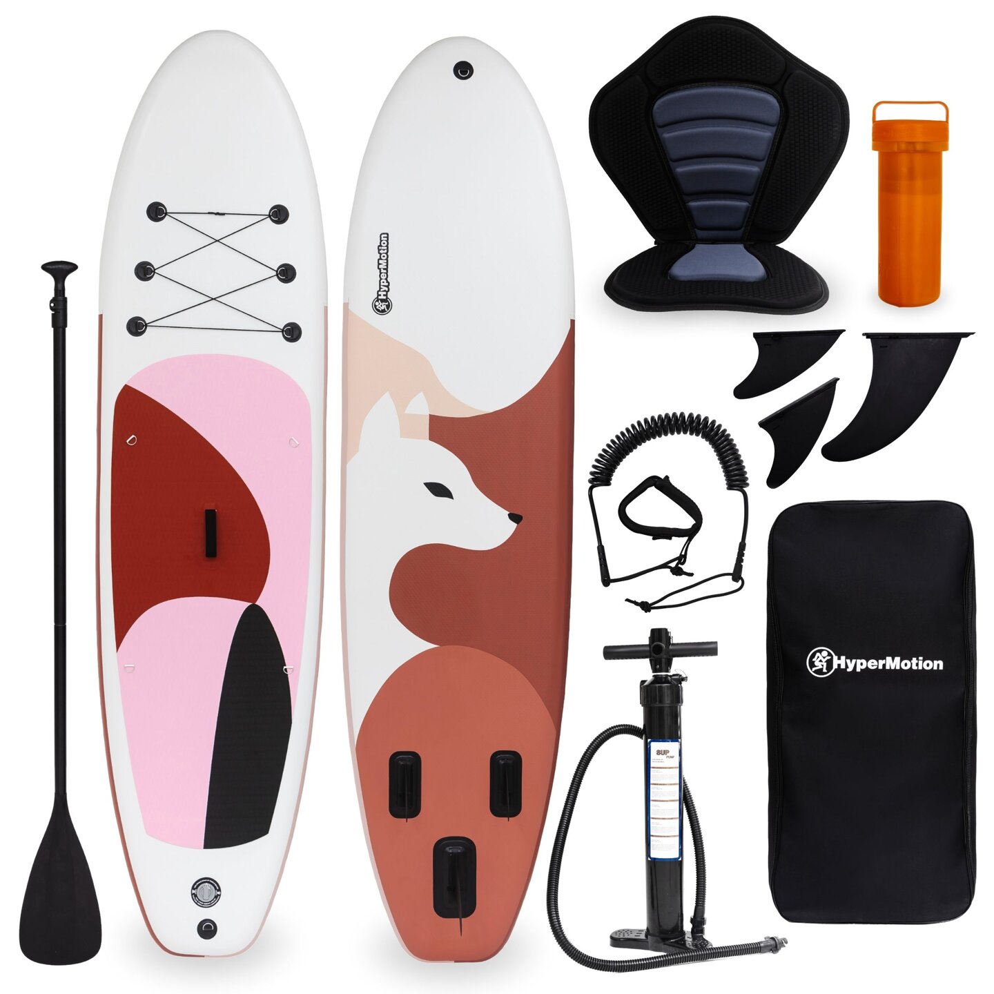 SUP Stand Up Paddle gonflable 320 cm avec pagaie et siège - HyperMotion WAVE BOOST ROSE 320