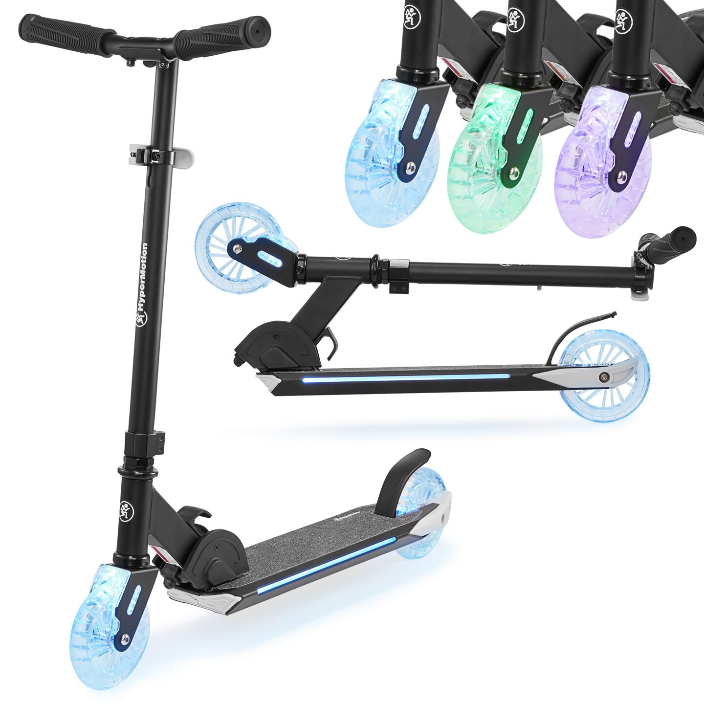 Scooter à deux roues avec éclairage LED pliable - HyperMotion Ice Flash