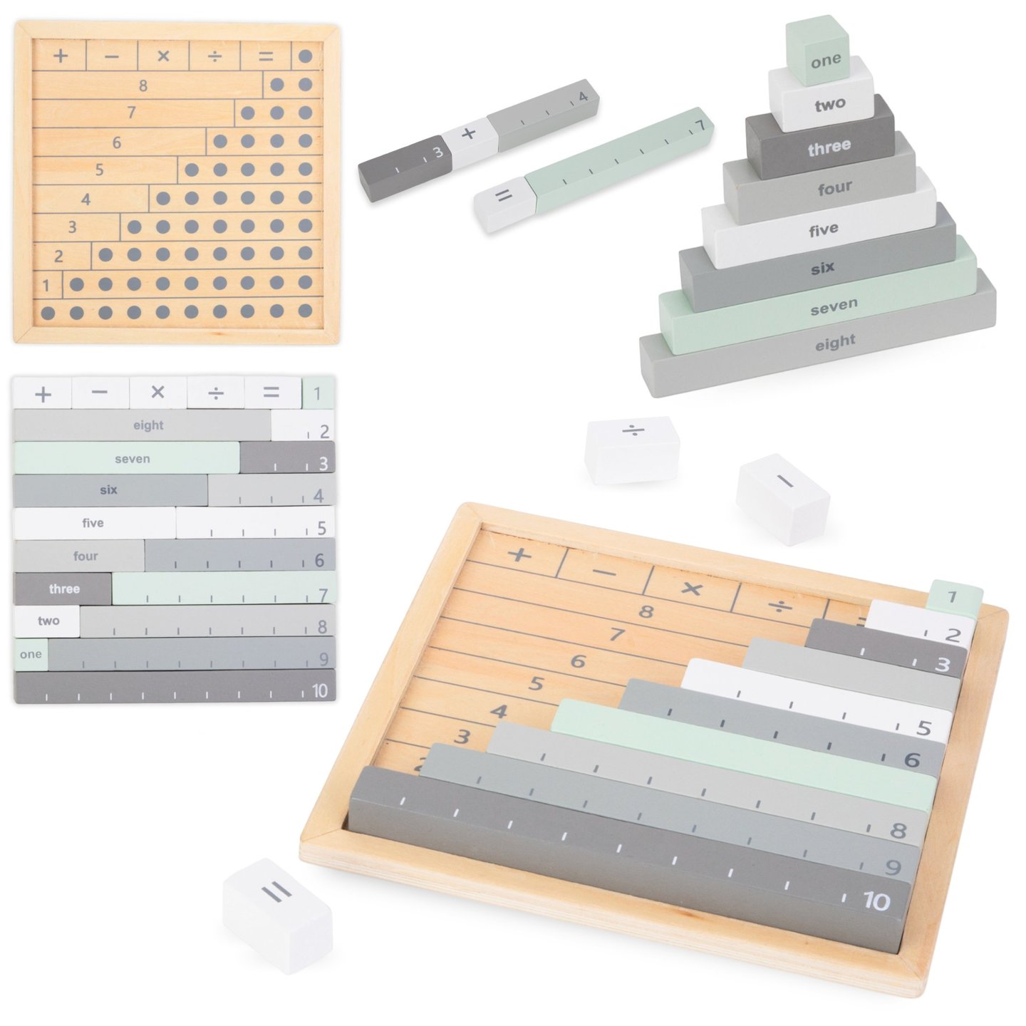 Tableau de mathématiques en bois, boulier - Apprendre à compter