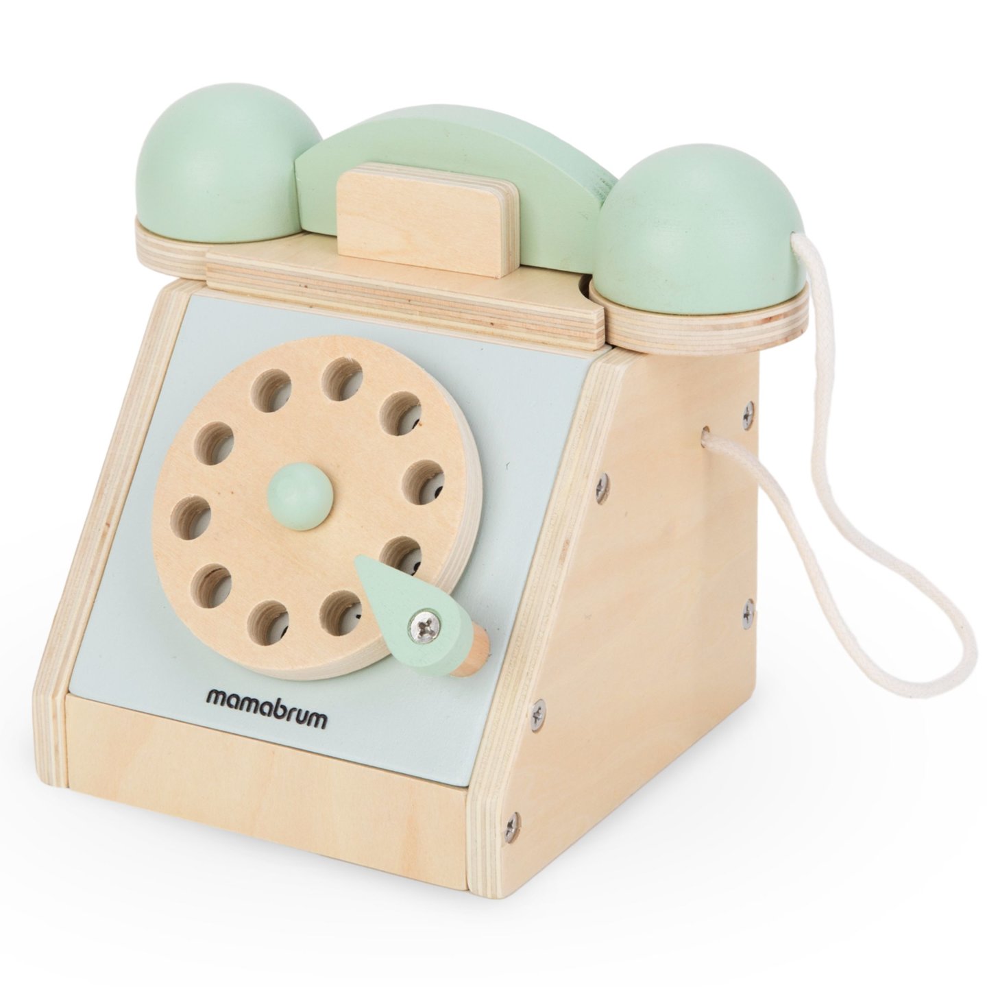 Téléphone rétro en bois - menthe