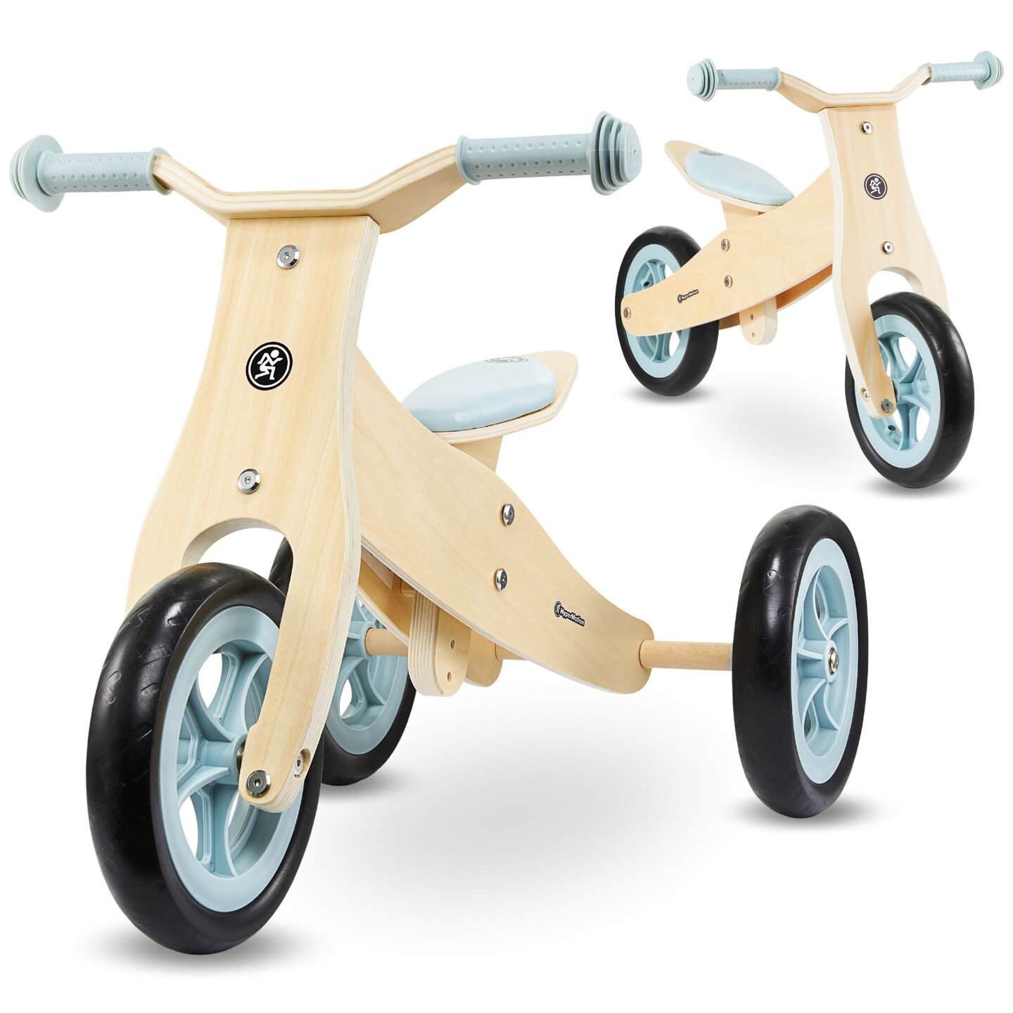 Tricycle et draisienne en bois 2en1 - HyperMotion PERCY - bleu