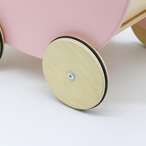 Poussette de poupée en bois rose