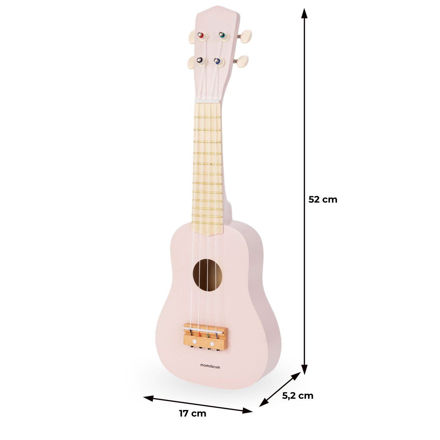 Guitare en bois pour enfants - ukulélé - couleur rose