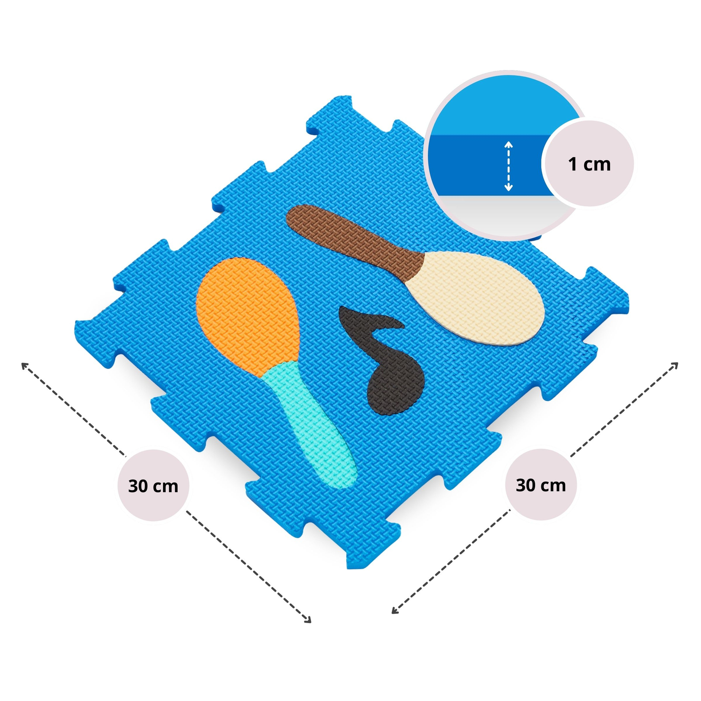 Tapis puzzle éducatif en mousse 90 x 90 x 1cm - mousse EVA - design : instruments