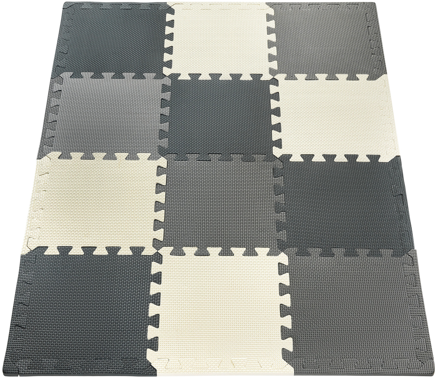 Puzzle en mousse 12pcs. - tapis de mousse éducatif 120 x 90 x 1.2cm avec bordure - gris