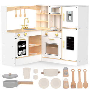 Cuisine interactive XXXL en bois avec réfrigérateur, micro-ondes, four, lave-vaisselle et accessoires - blanc