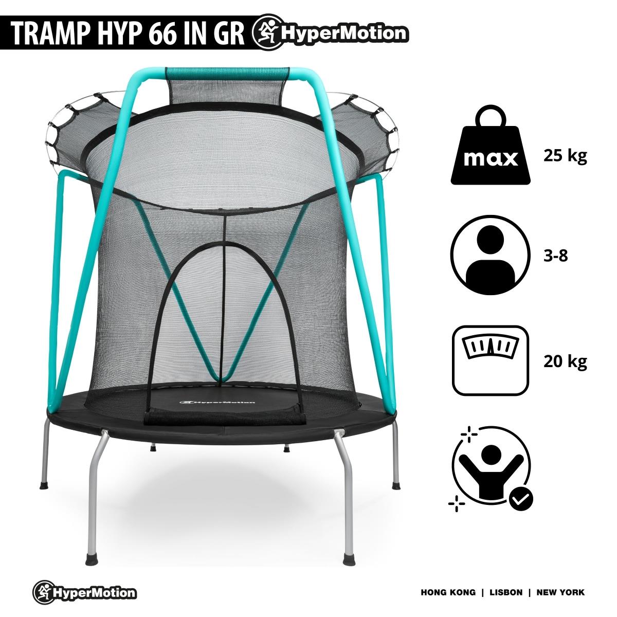 Trampoline menthe 167cm avec filet de protection - pour enfants de 3 à 8 ans - pour la maison et le jardin