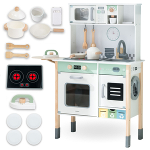 Cuisine interactive avec lave-linge, lave-vaisselle et tableau noir