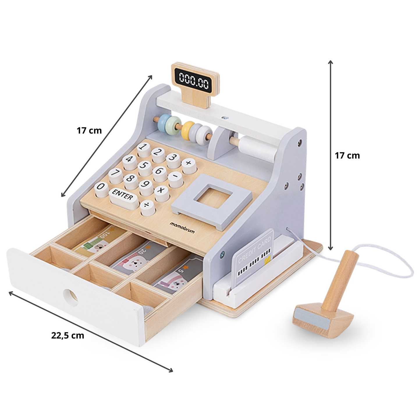 Caisse enregistreuse en bois avec accessoires