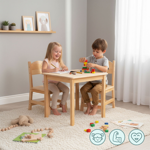 Table en bois et 2 chaises - ensemble pour enfants