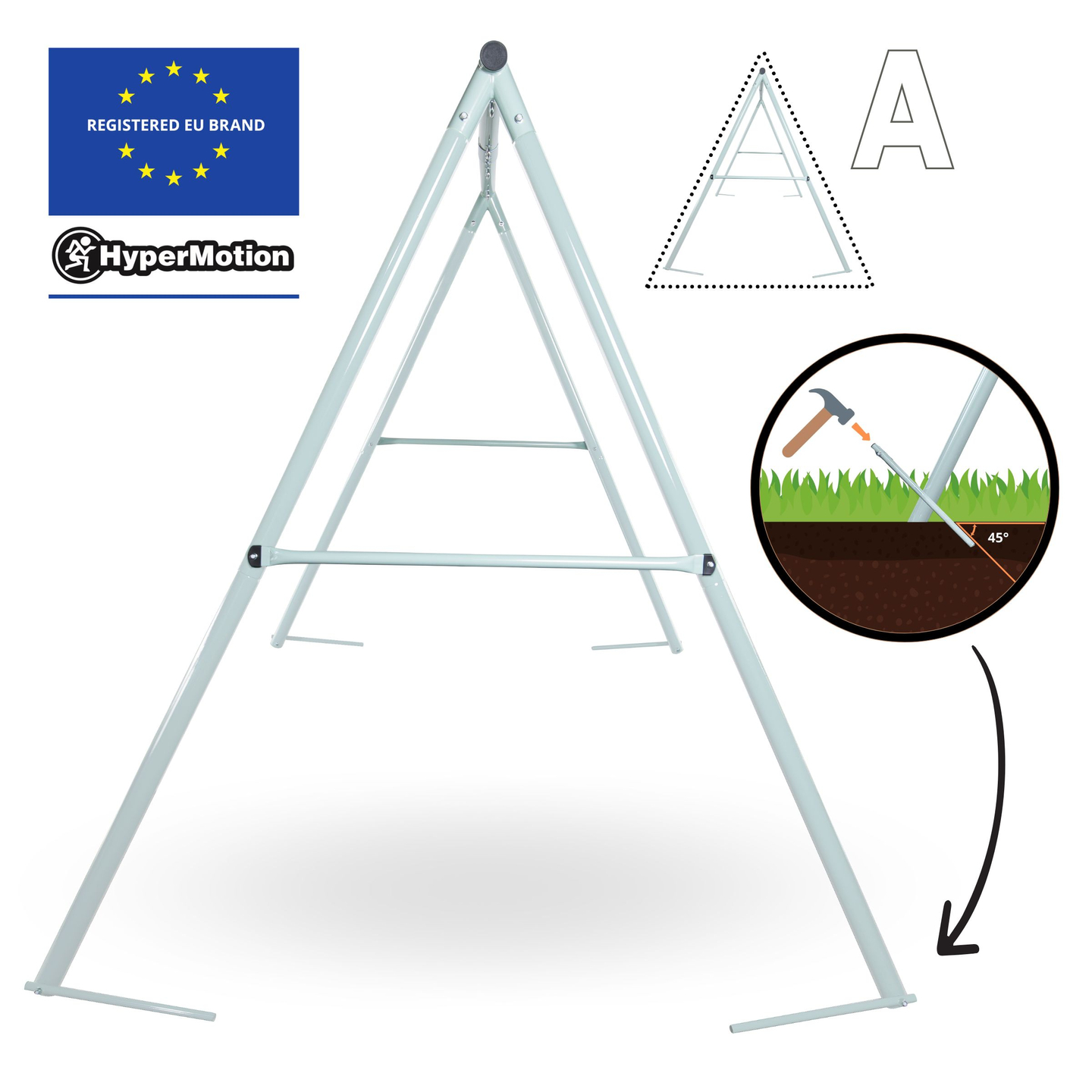 Balançoire de jardin double avec cadre et cordes - siège et nid de cigogne