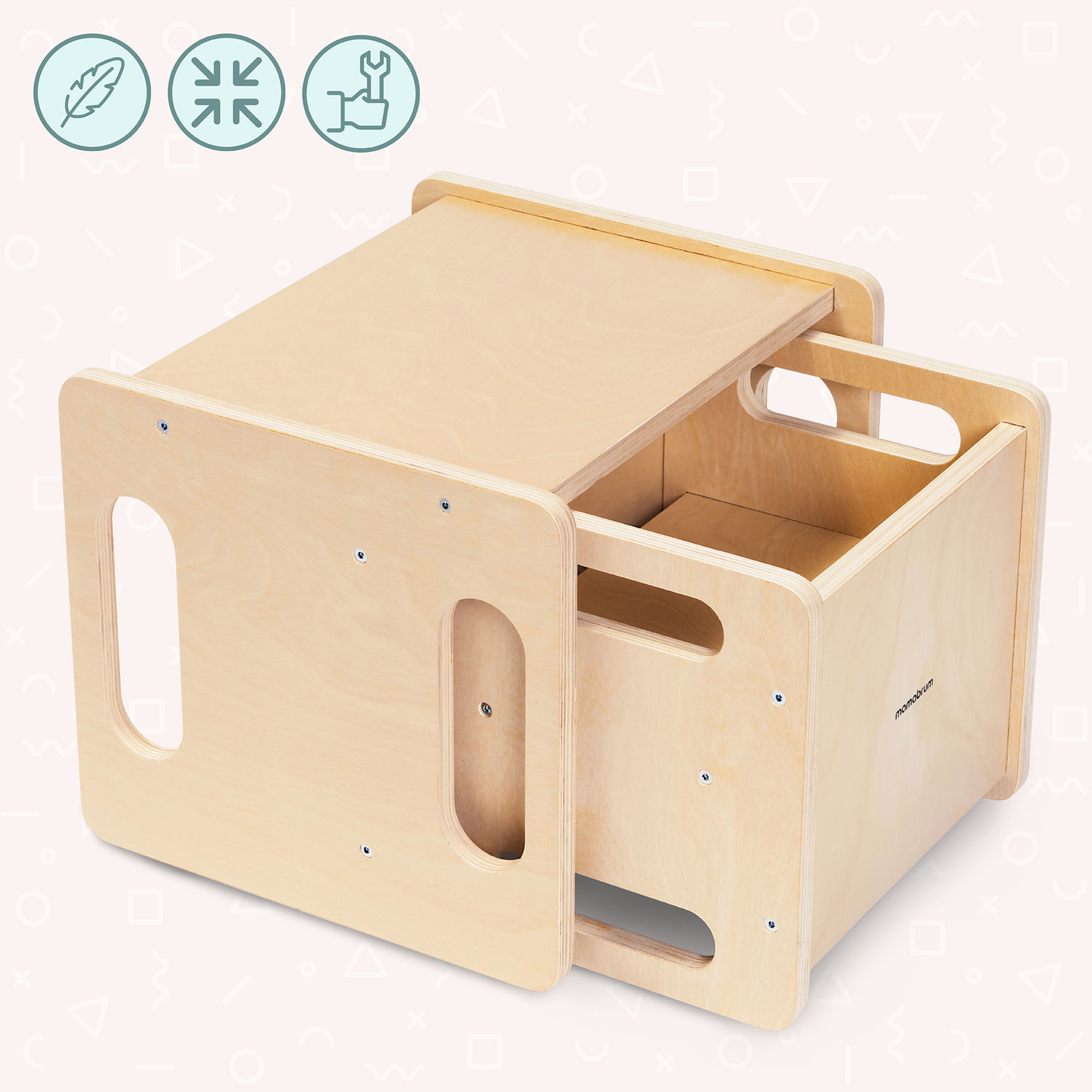 Table et chaise en bois avec fonction marchepied – un ensemble Montessori multifonctionnel pour enfants