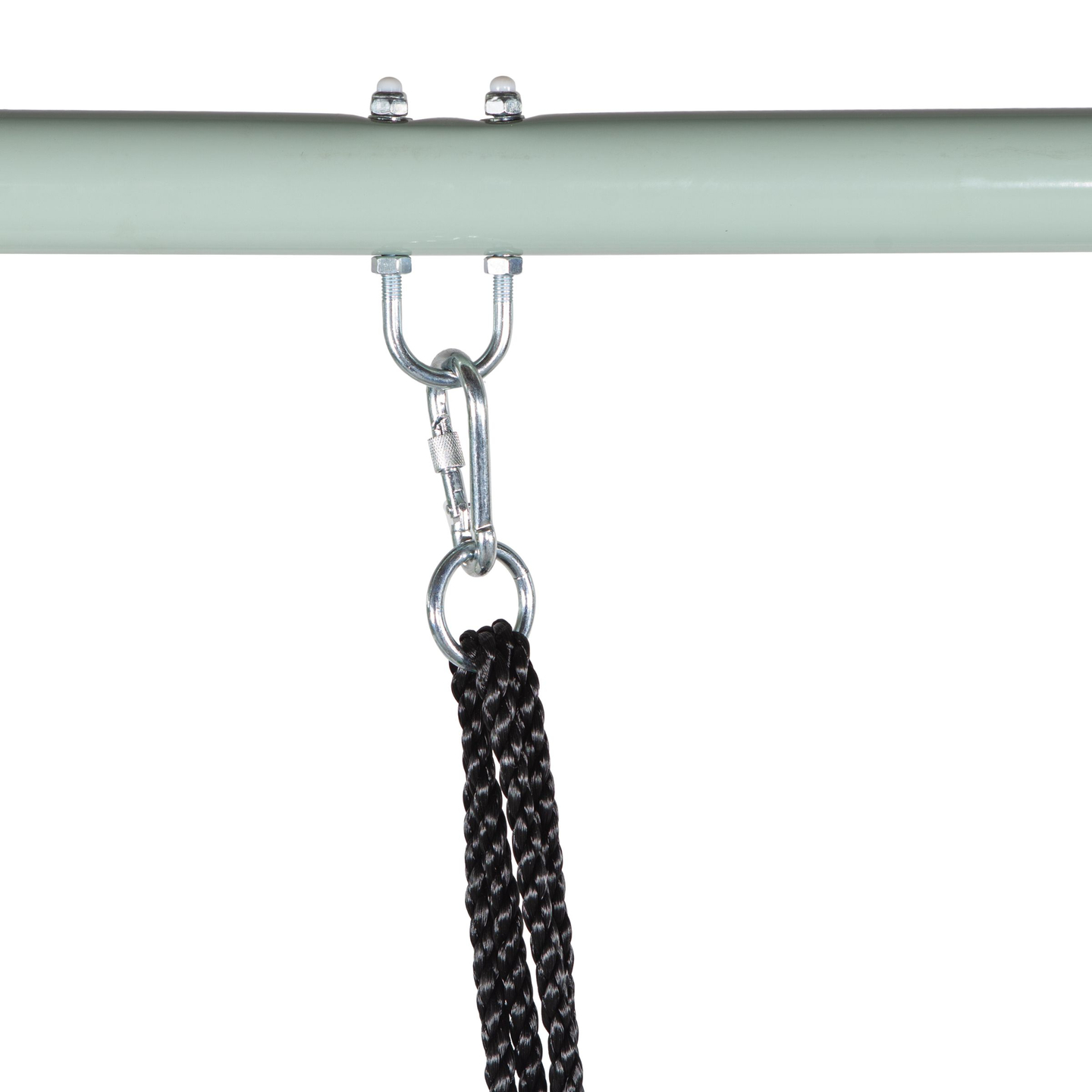 Balançoire de jardin de type nid de cigogne avec cadre et cordes