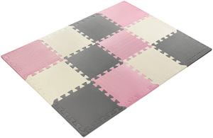 Puzzle en mousse 12pcs. - tapis de mousse éducatif 120 x 90 x 1.2cm avec bordure - rose