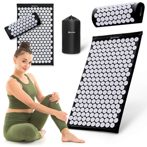 Tapis d'acupression avec coussin et housse - 72 cm HyperMotion noir et blanc
