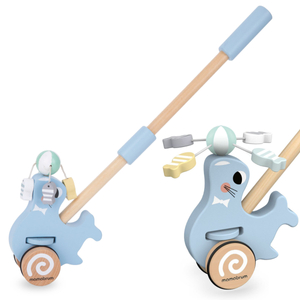 Sceau en bois avec bâton de poussée - pusher