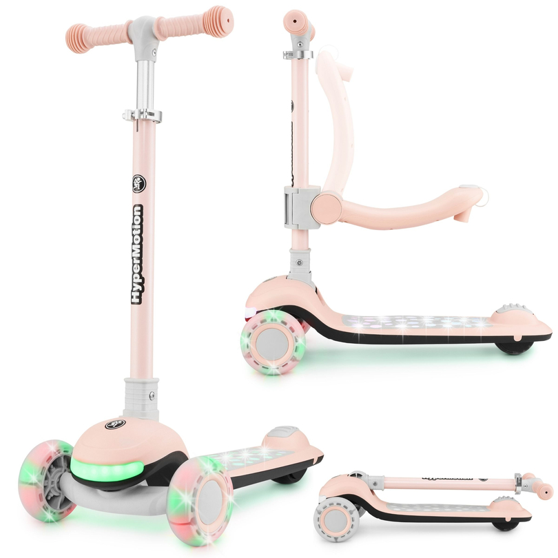 HyperMotion LUMI scooter d'équilibre 3-en-1 - plateforme éclairée et roues LED, couleur rose