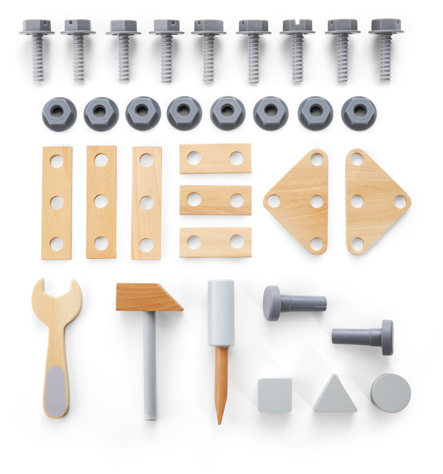 Déambulateur, pousseur et atelier en bois 3-en-1 - 47 éléments