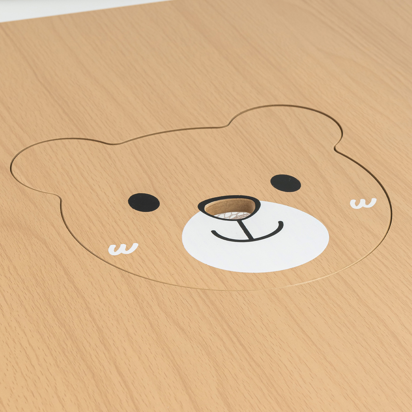 Table en bois avec rangement et 2 chaises Ensemble enfant - Ours en peluche mignon