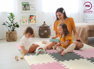 Puzzle en mousse 12pcs. - tapis de mousse éducatif 120 x 90 x 1.2cm avec bordure - rose