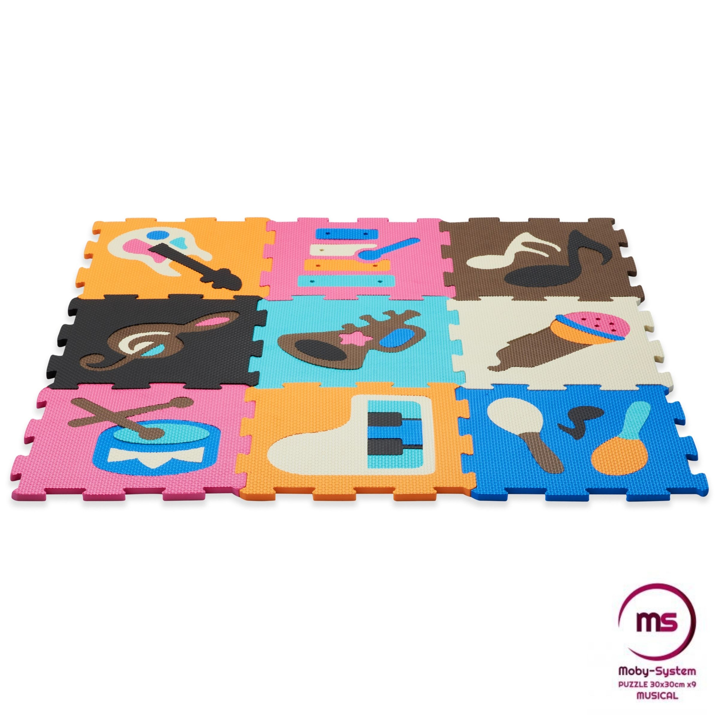 Tapis puzzle éducatif en mousse 90 x 90 x 1cm - mousse EVA - design : instruments