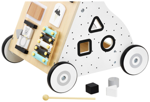 Trotteur / poussette en bois, éducatif - planche de manipulation