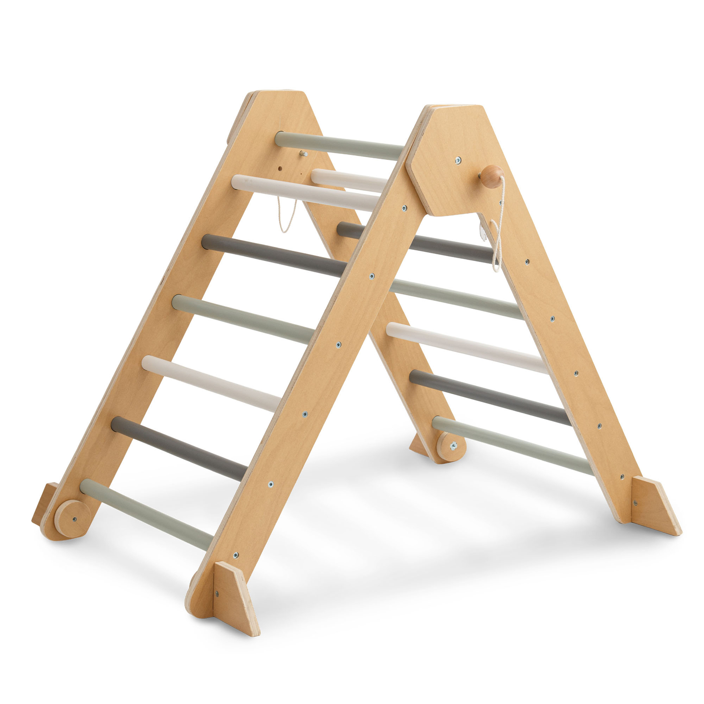 Aire de jeux intérieure en bois pour enfants - mur d'escalade, toboggan, arche d'escalade/bascule et triangle de Pikler