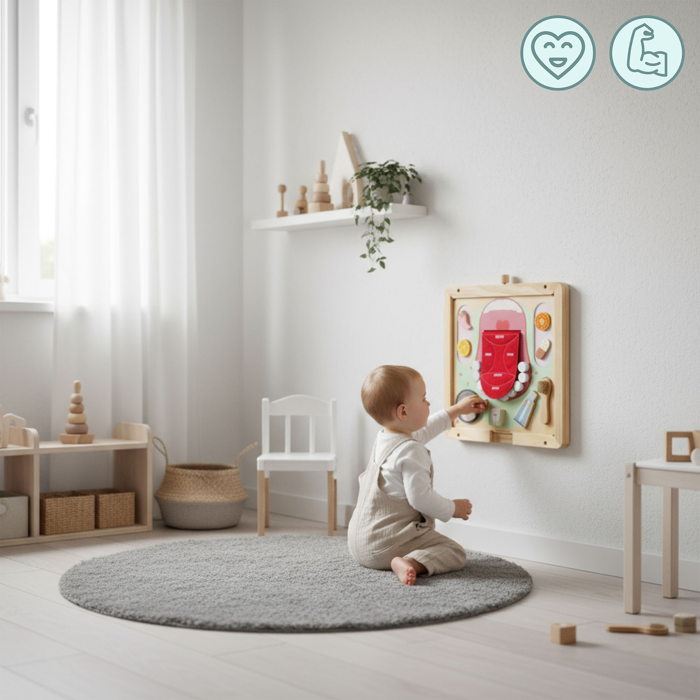 Cadre mural en bois - pour la fixation des tableaux éducatifs Mamabrum