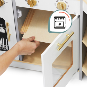 Cuisine interactive XXXL en bois avec éclairage LED, hotte et accessoires