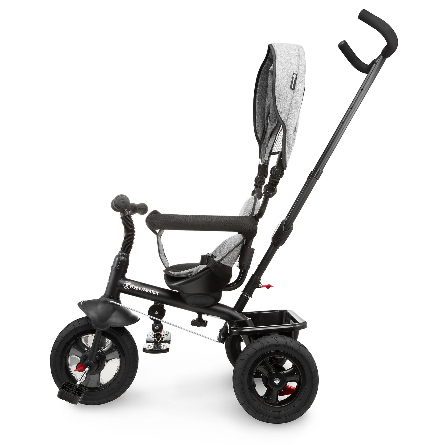 Tricycle pour enfants 1-4 ans - TOBI FREY - couleur gris - pivotant - roues gonflables + poussoir