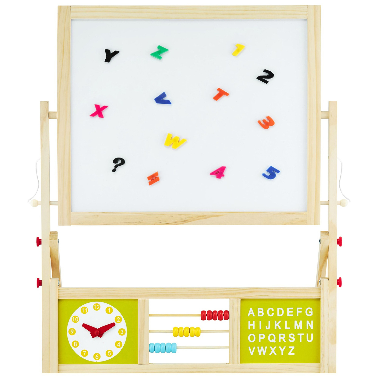 Grand tableau éducatif double face : magnétique et tableau noir - tableau effaçable à sec, en bois