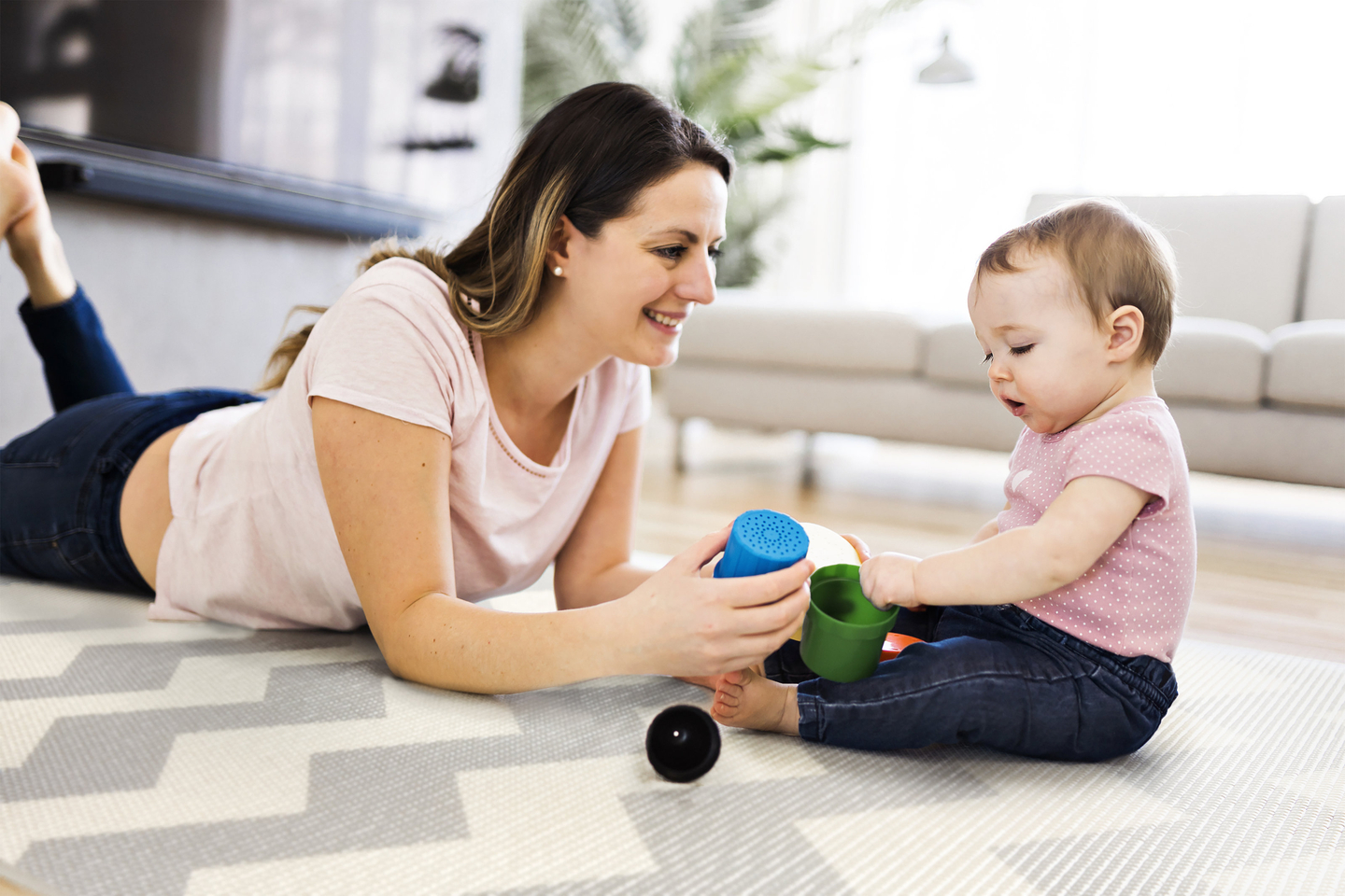 Tapis mousse double face XXL - rouleau 2 CM (route et zigzags)