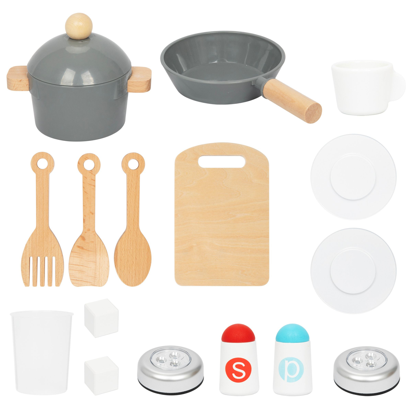 Cuisine interactive XXL en bois avec accessoires et éclairage LED - sur deux niveaux