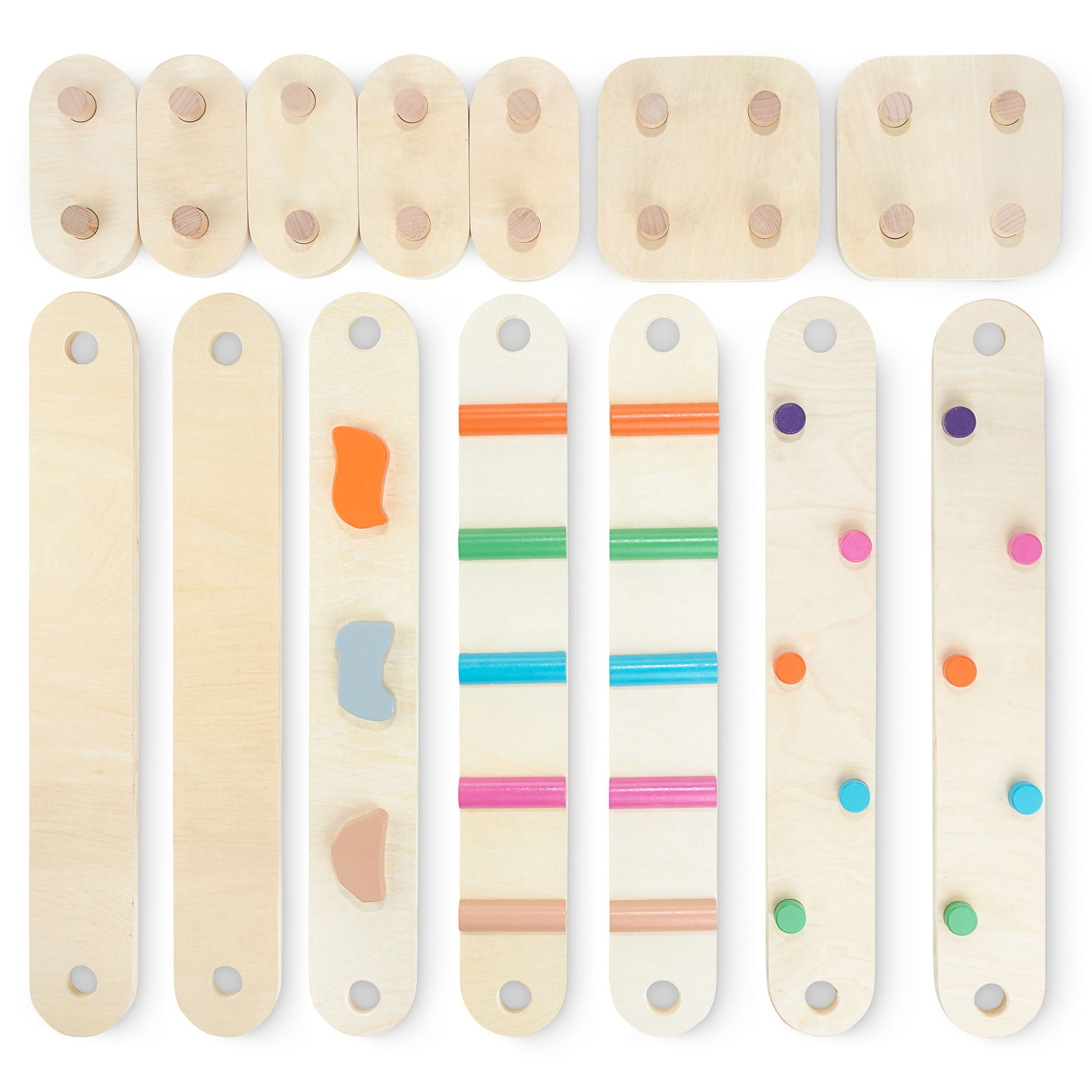 Piste d'équilibre en bois - parcours sensoriel - 14 éléments