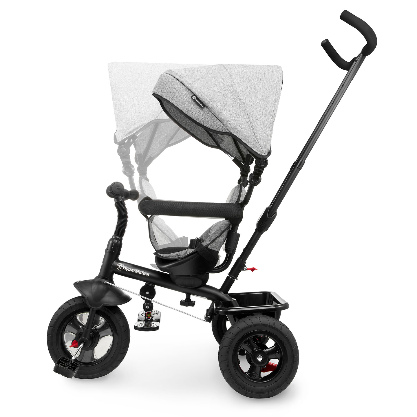 Tricycle pour enfants 1-4 ans - TOBI FREY - couleur gris - pivotant - roues gonflables + poussoir