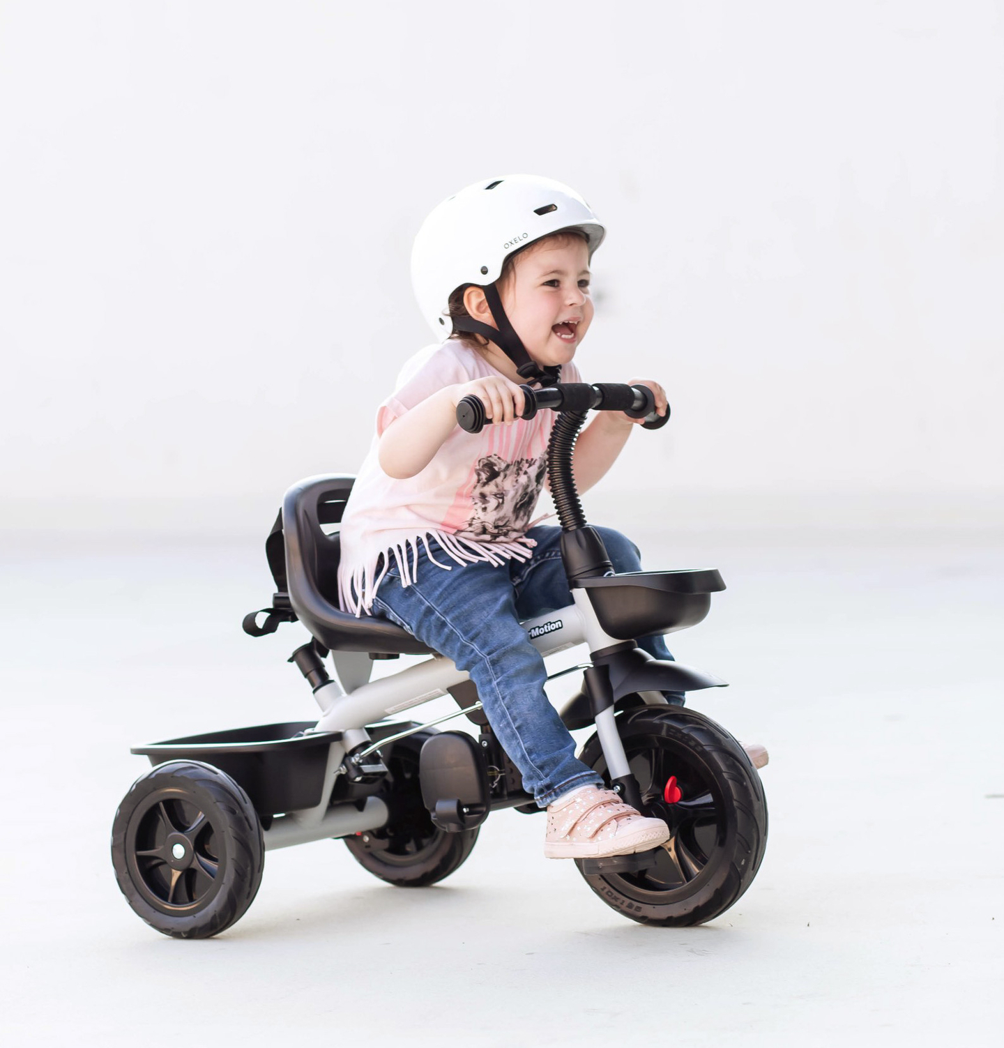 HyperMotion TOBI VECTOR tricycle - roues éternellement gonflables + barre de poussée. Couleur : gris clair.