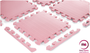 Puzzle en mousse 12pcs. - tapis de mousse éducatif 120 x 90 x 1.2cm avec bordure - rose