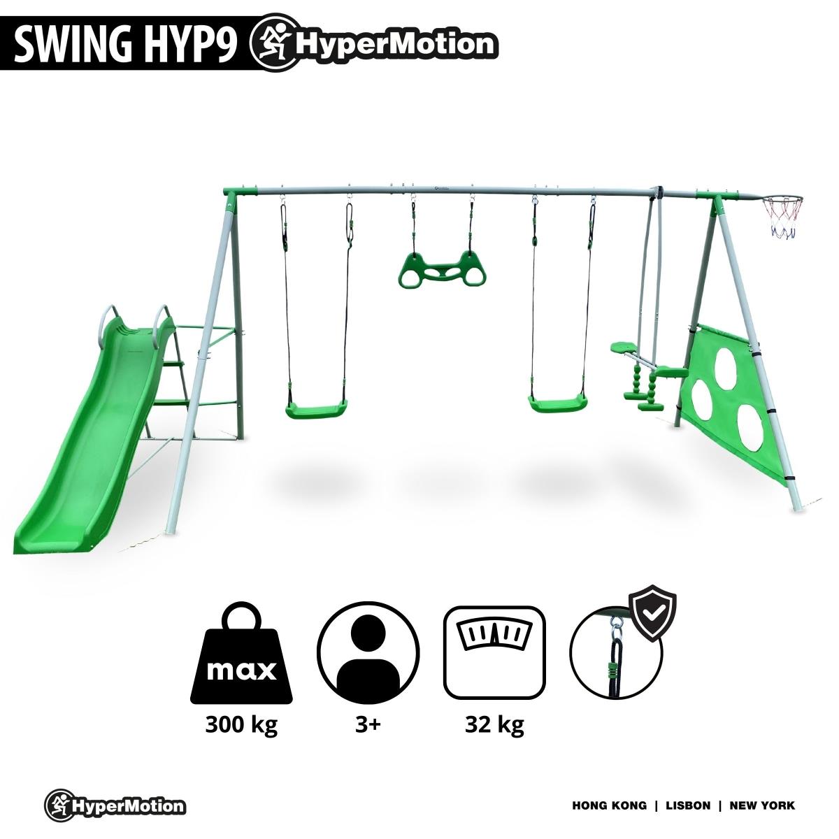 Aire de jeux de jardin XXXL pour enfants avec balançoires, toboggan, trapèze de gymnastique, panier de basket et but de football