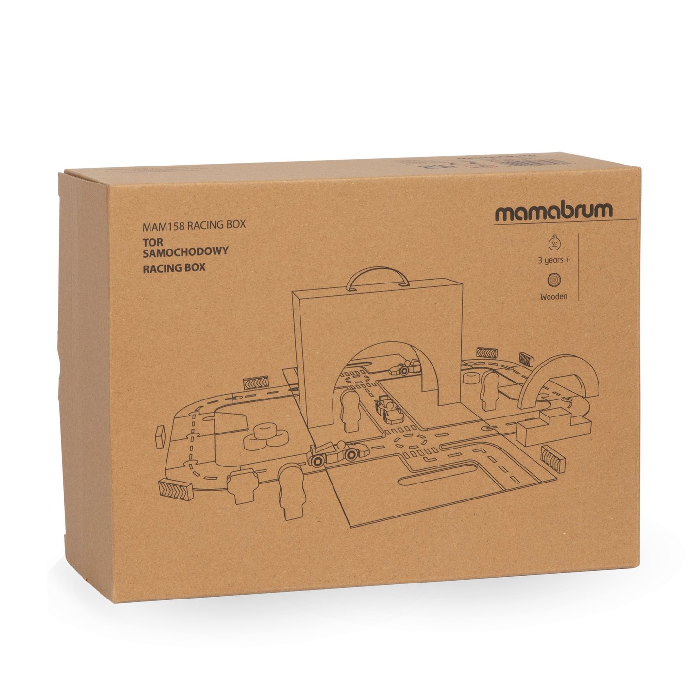 Valise magnétique avec piste de course, véhicules en bois et accessoires routiers