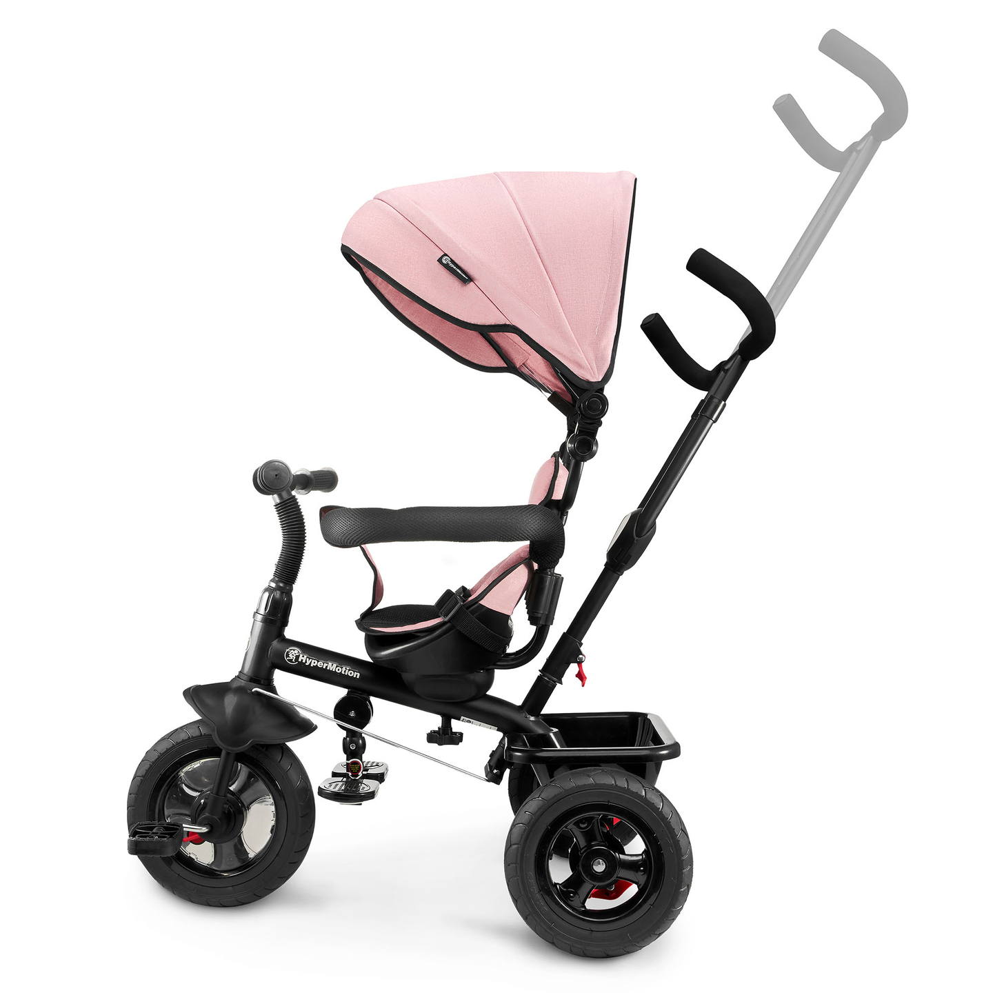 Tricycle pour enfants 1-4 ans - TOBI FREY - couleur rose - pivotant - roues pompées + pousseur