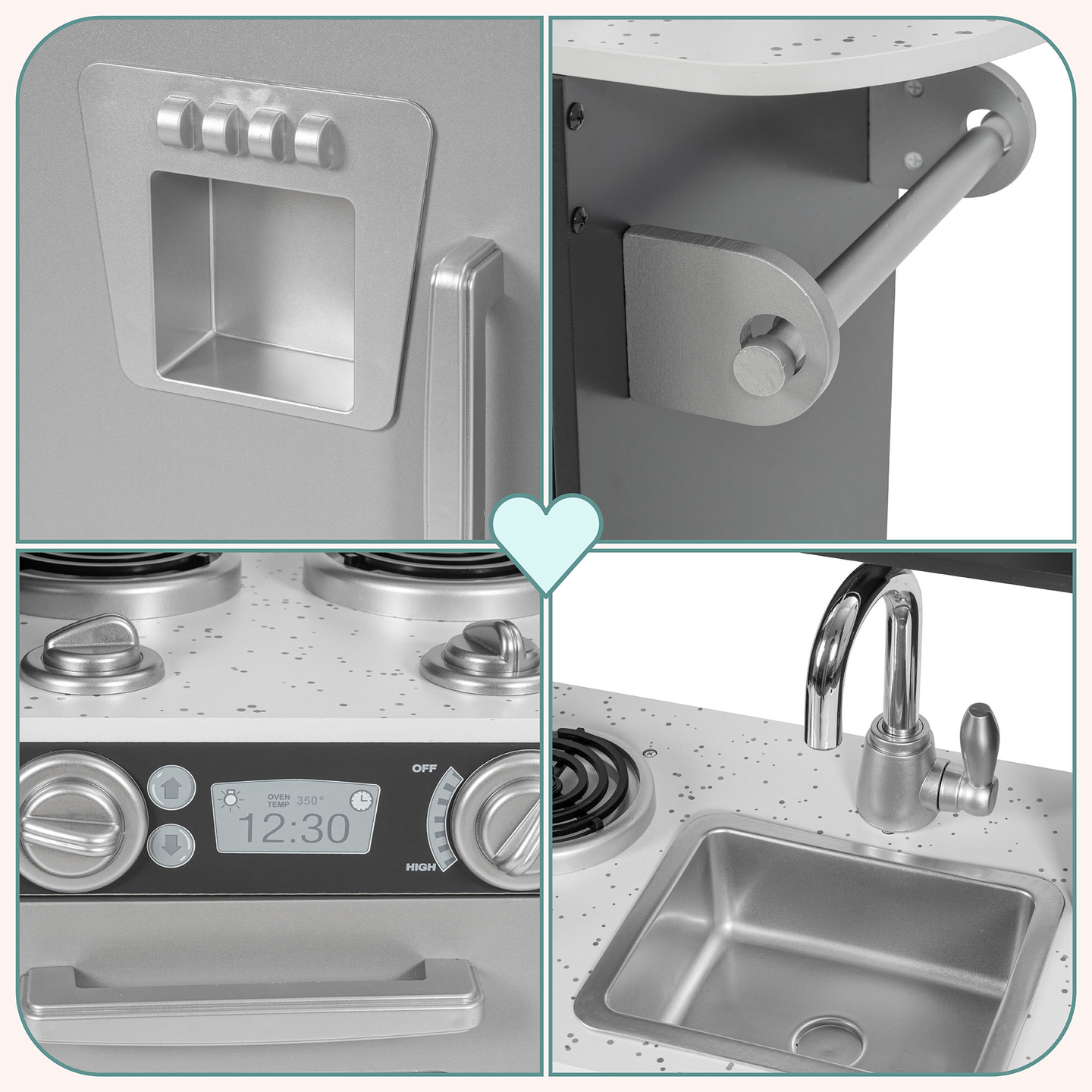 Cuisine en bois XXL avec éclairage LED, tablier et accessoires